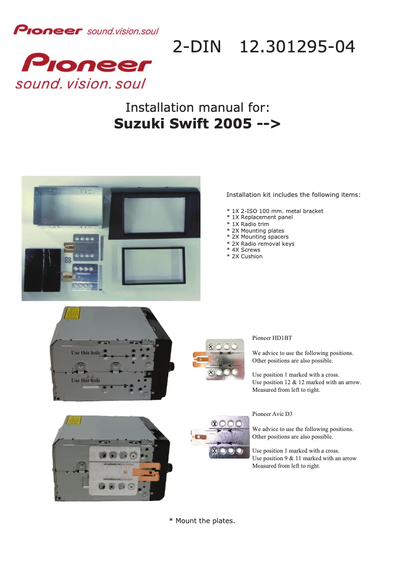 Page 1 de la notice Manuel utilisateur Pioneer 12.301295-04