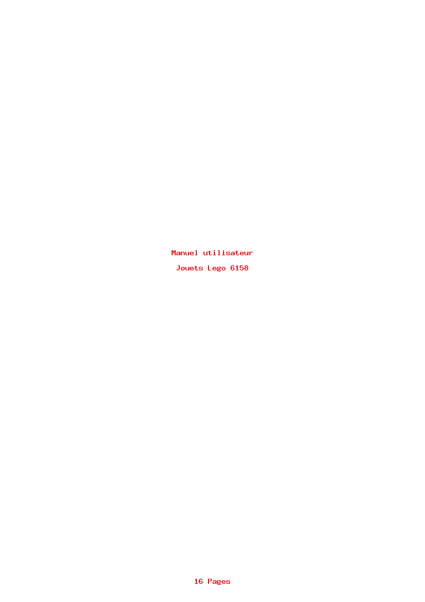 Page 1 de la notice Manuel utilisateur Lego 6158
