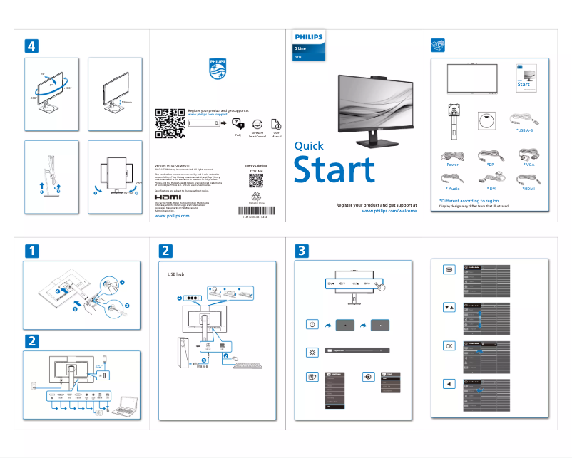 Page n°1 - Guide de démarrage rapide Philips S Line 272S1MH