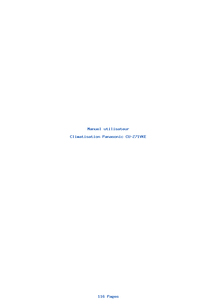 Page 1 de la notice Manuel utilisateur Panasonic CU-Z71VKE