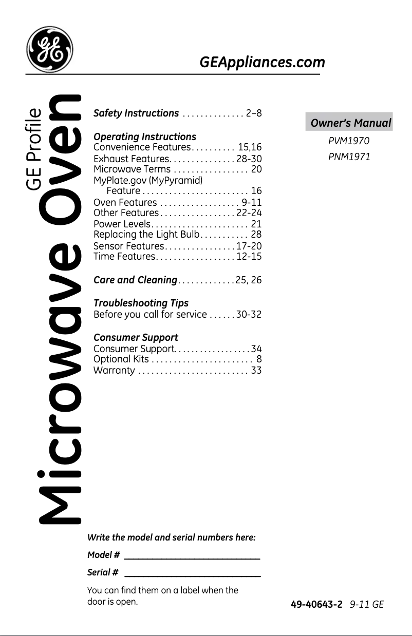 Page n°1 - Manuel utilisateur GE PNM1971
