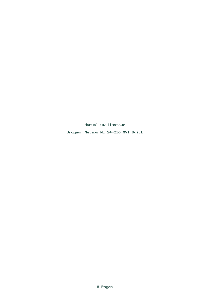 Page 1 de la notice Manuel utilisateur Metabo WE 24-230 MVT Quick