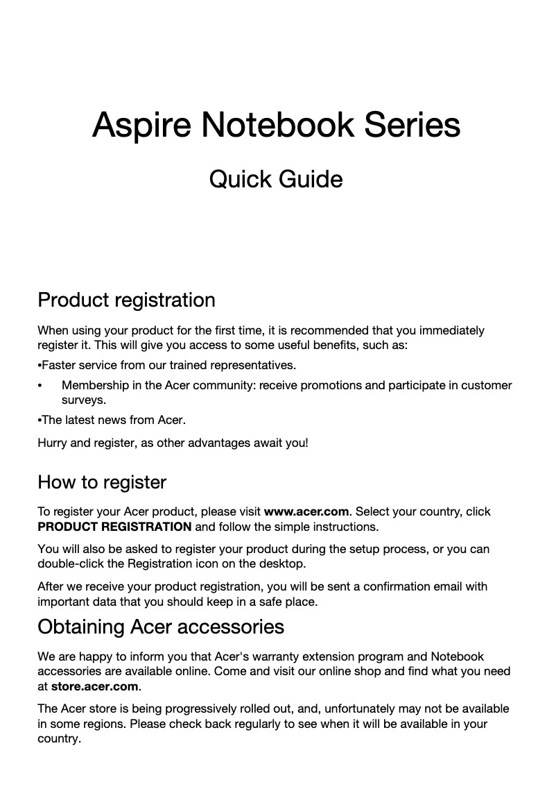 Page 1 de la notice Manuel utilisateur Acer Aspire V3-431