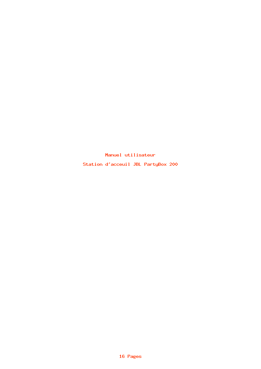 Page 1 de la notice Manuel utilisateur JBL PartyBox 200
