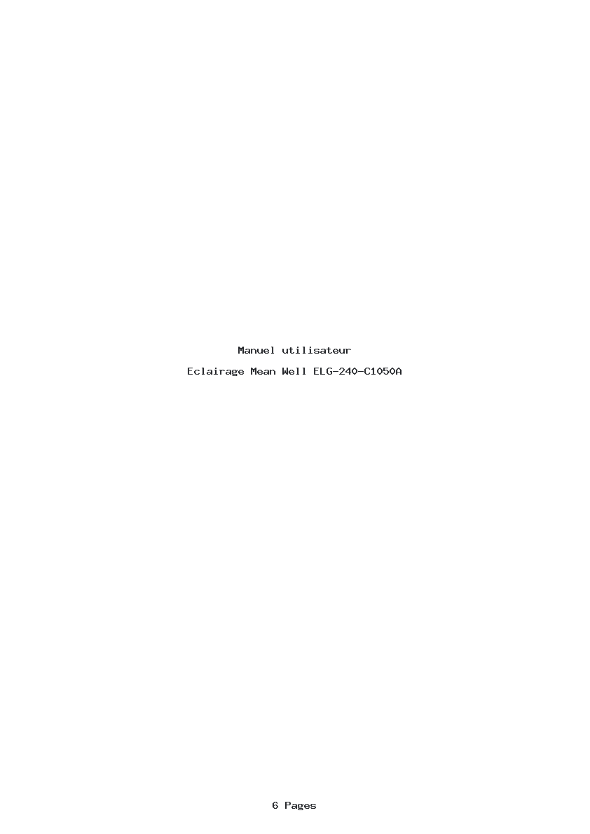 Page 1 de la notice Manuel utilisateur Mean Well ELG-240-C1050A