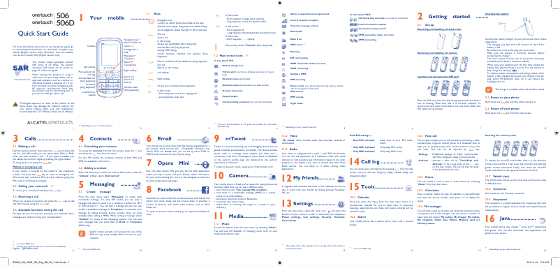 Page 1 de la notice Guide de démarrage rapide Alcatel One Touch 506D