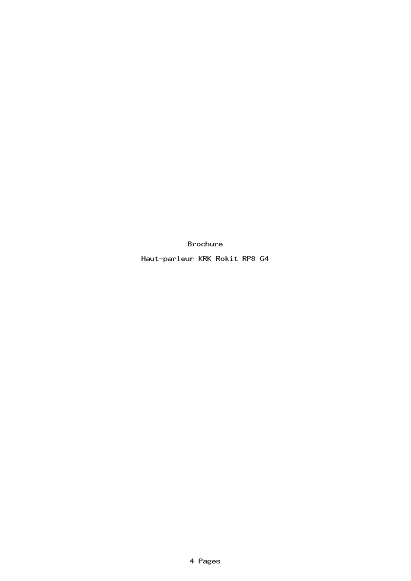 Page 1 de la notice Brochure KRK Rokit RP8 G4