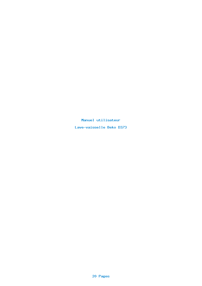 Page 1 de la notice Manuel utilisateur Beko D373