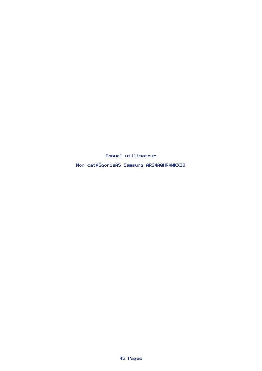 Page 1 de la notice Manuel utilisateur Samsung AR24AQHRAWKXIQ