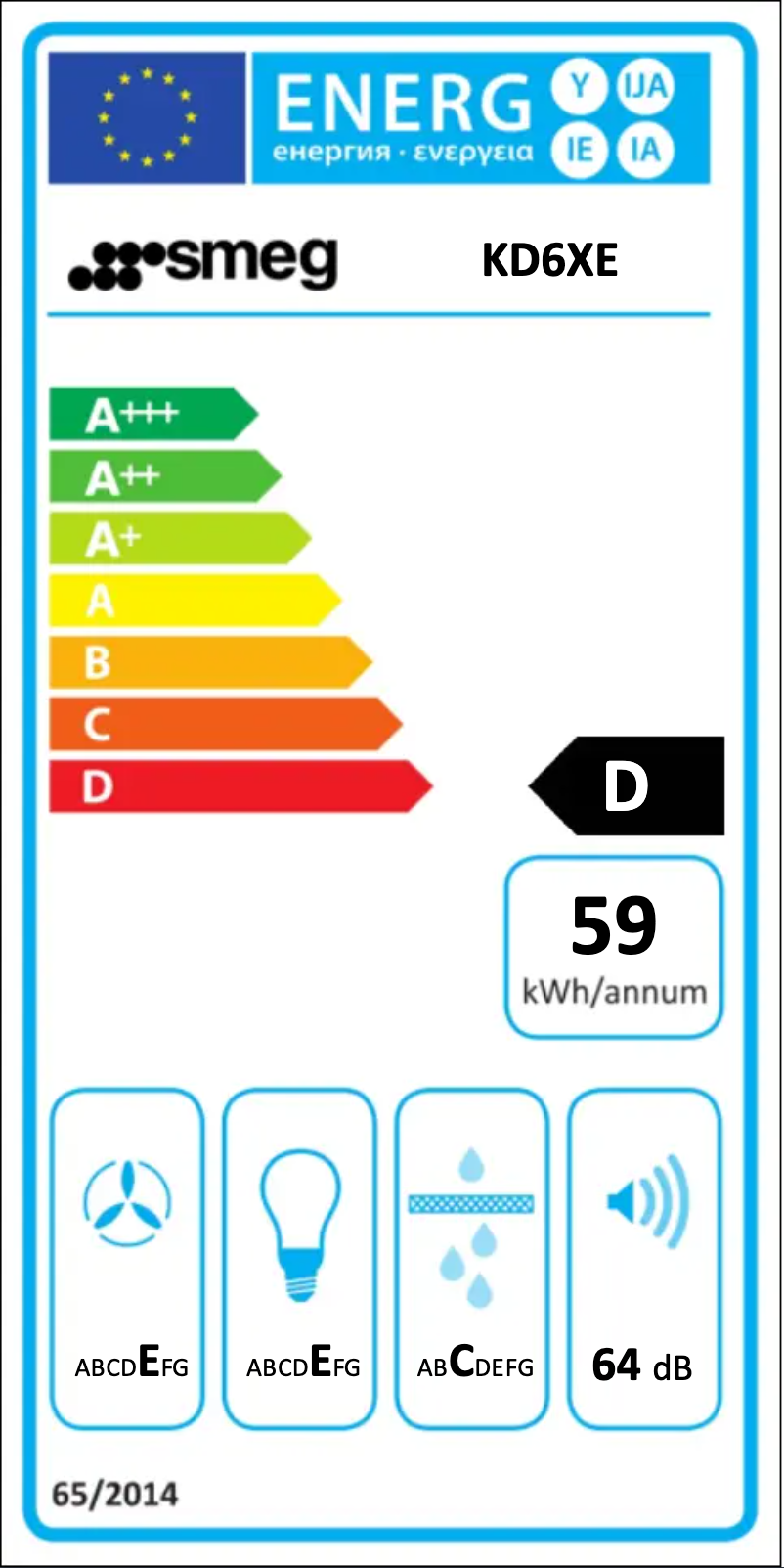 Page 1 de la notice Label énergétique Smeg KD6XE