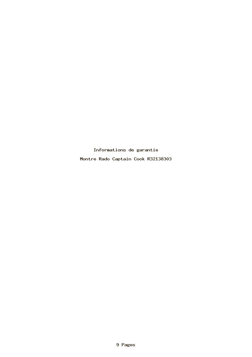 Page 1 de la notice Informations de garantie Rado Captain Cook R32138303