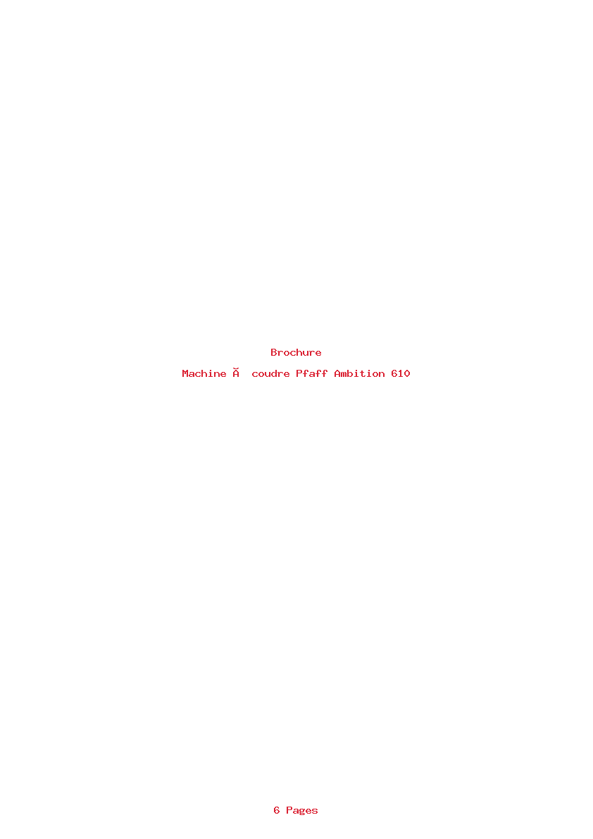Page 1 de la notice Brochure Pfaff Ambition 610