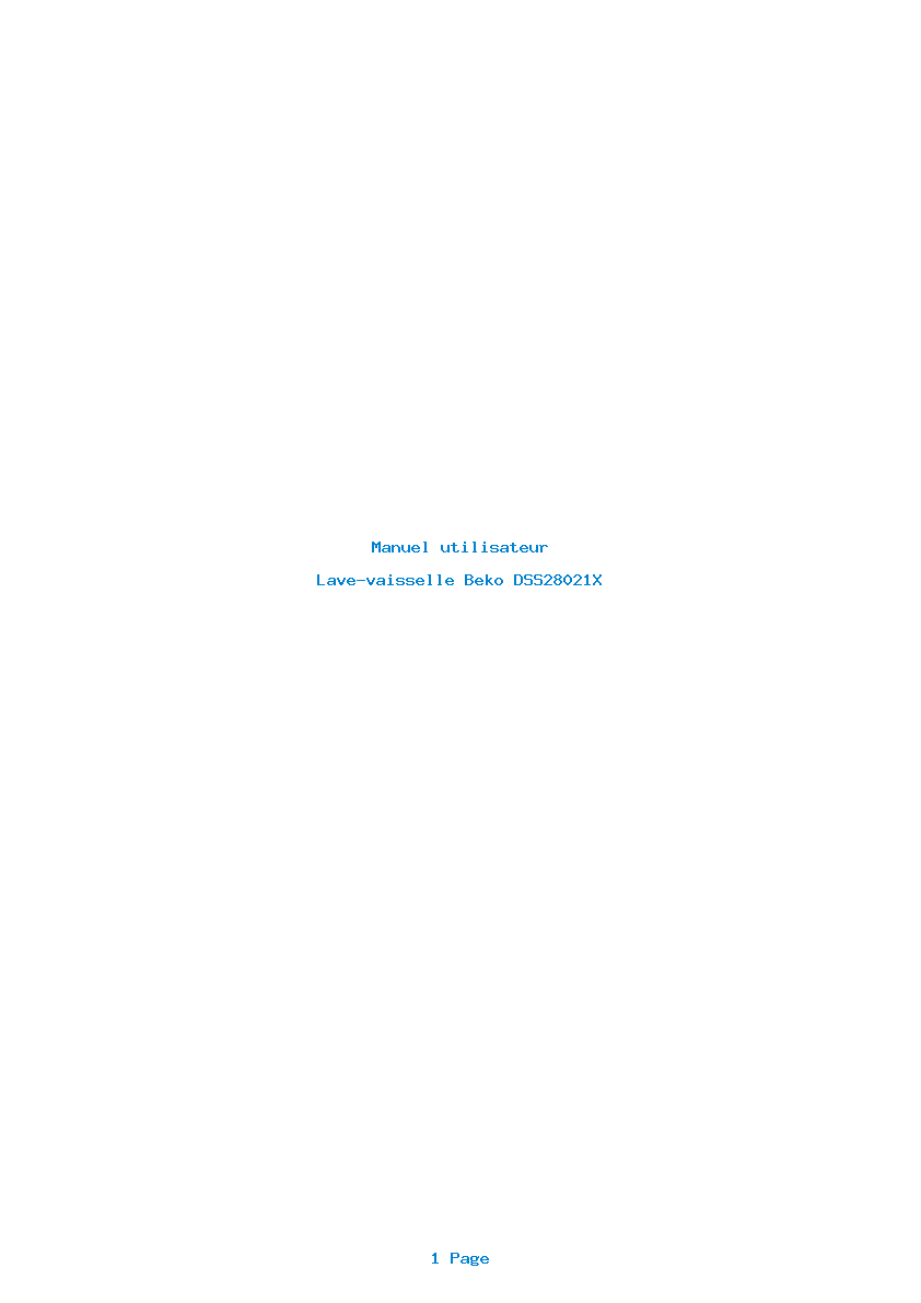 Page 1 de la notice Manuel utilisateur Beko DSS28021X