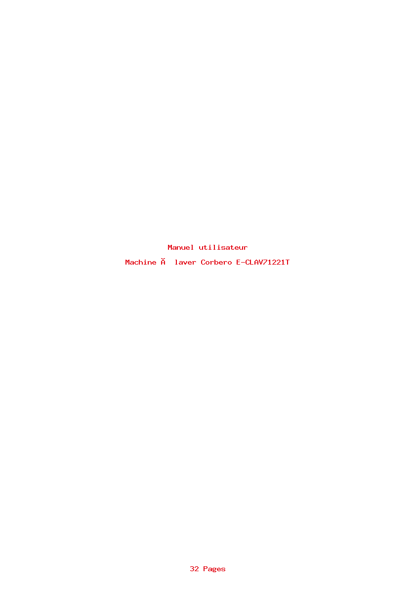 Page 1 de la notice Manuel utilisateur Corbero E-CLAV71221T
