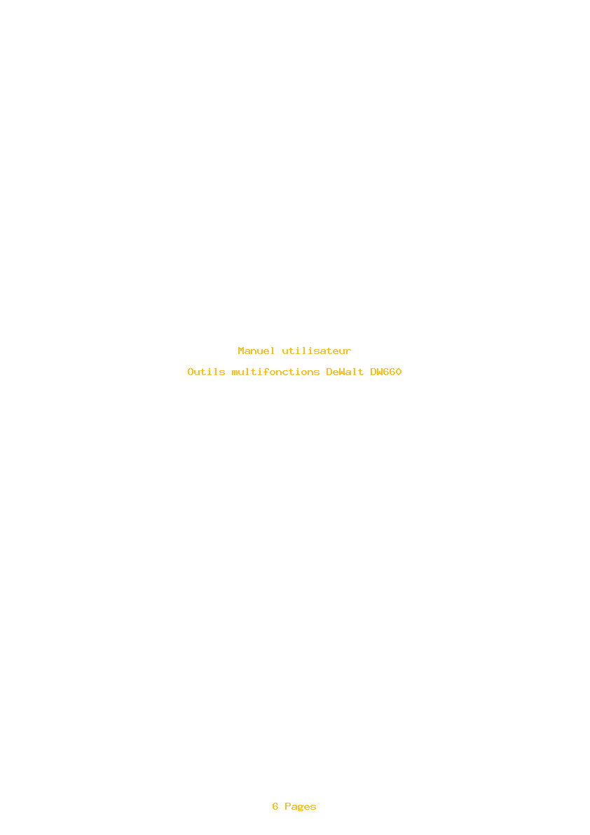 Page 1 de la notice Manuel utilisateur DeWalt DW660