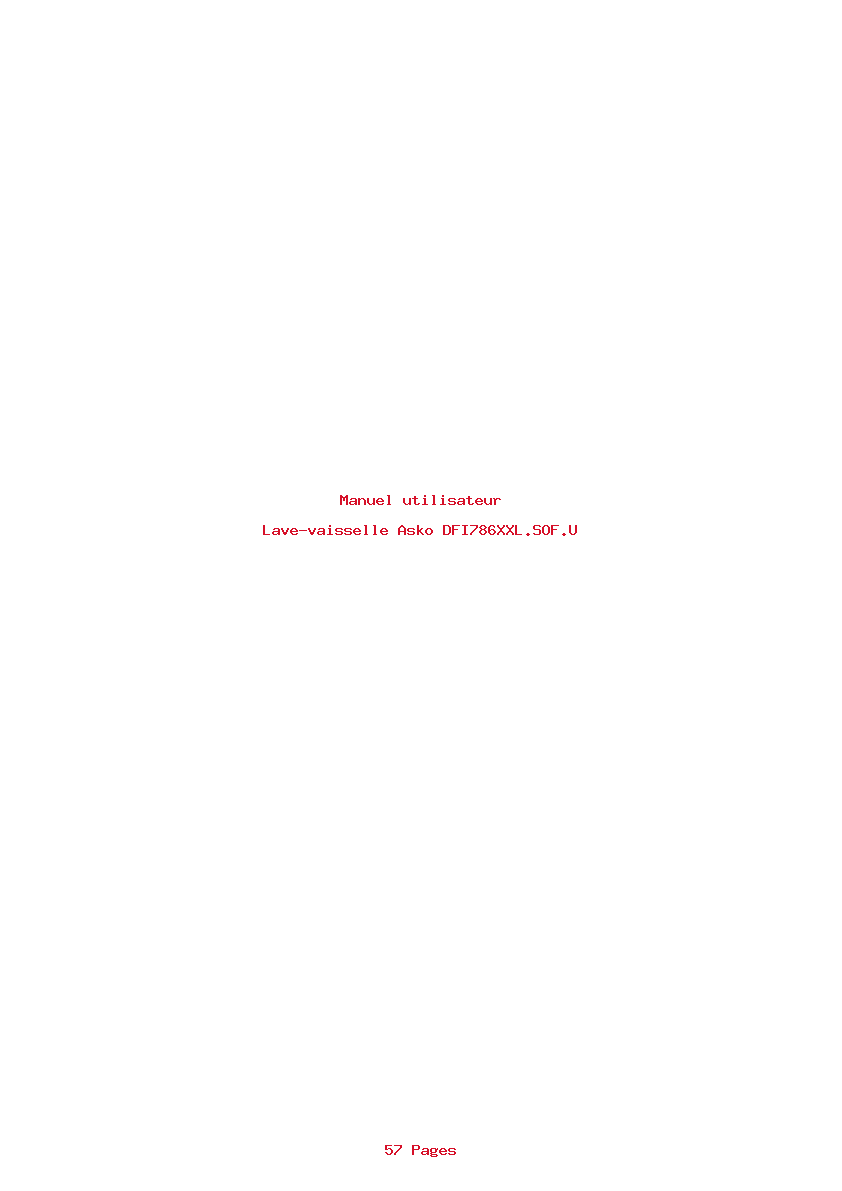 Page 1 de la notice Manuel utilisateur Asko DFI786XXL.SOF.U