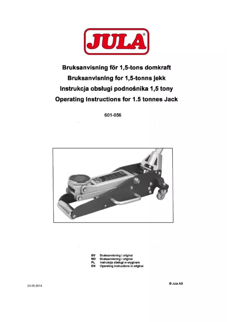 Page 1 de la notice Manuel utilisateur Jula 601-056