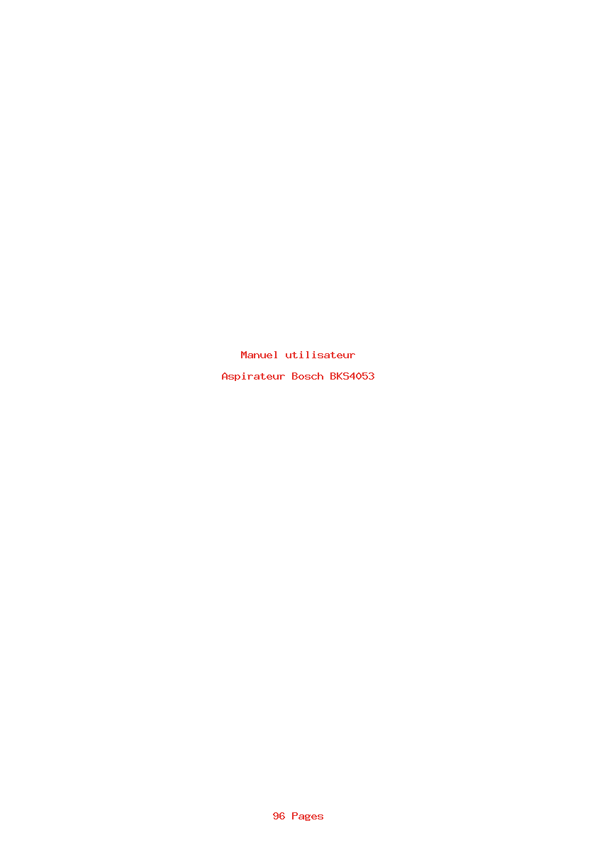 Page 1 de la notice Manuel utilisateur Bosch BKS4053