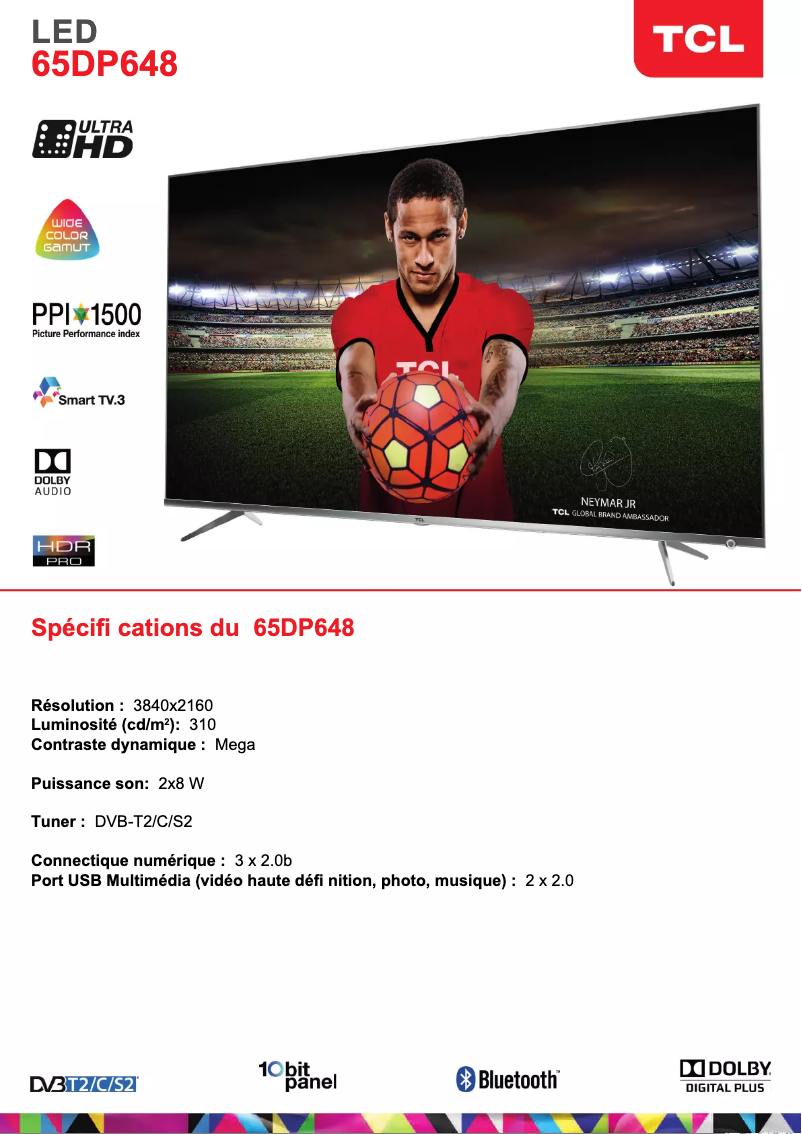 Page 1 of the manual User Manual TCL 65DP648