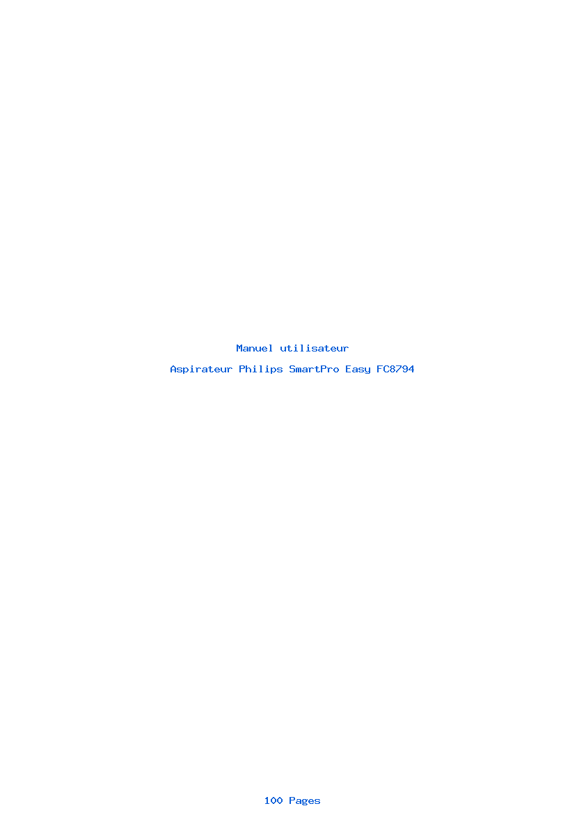 Page 1 de la notice Manuel utilisateur Philips SmartPro Easy FC8794