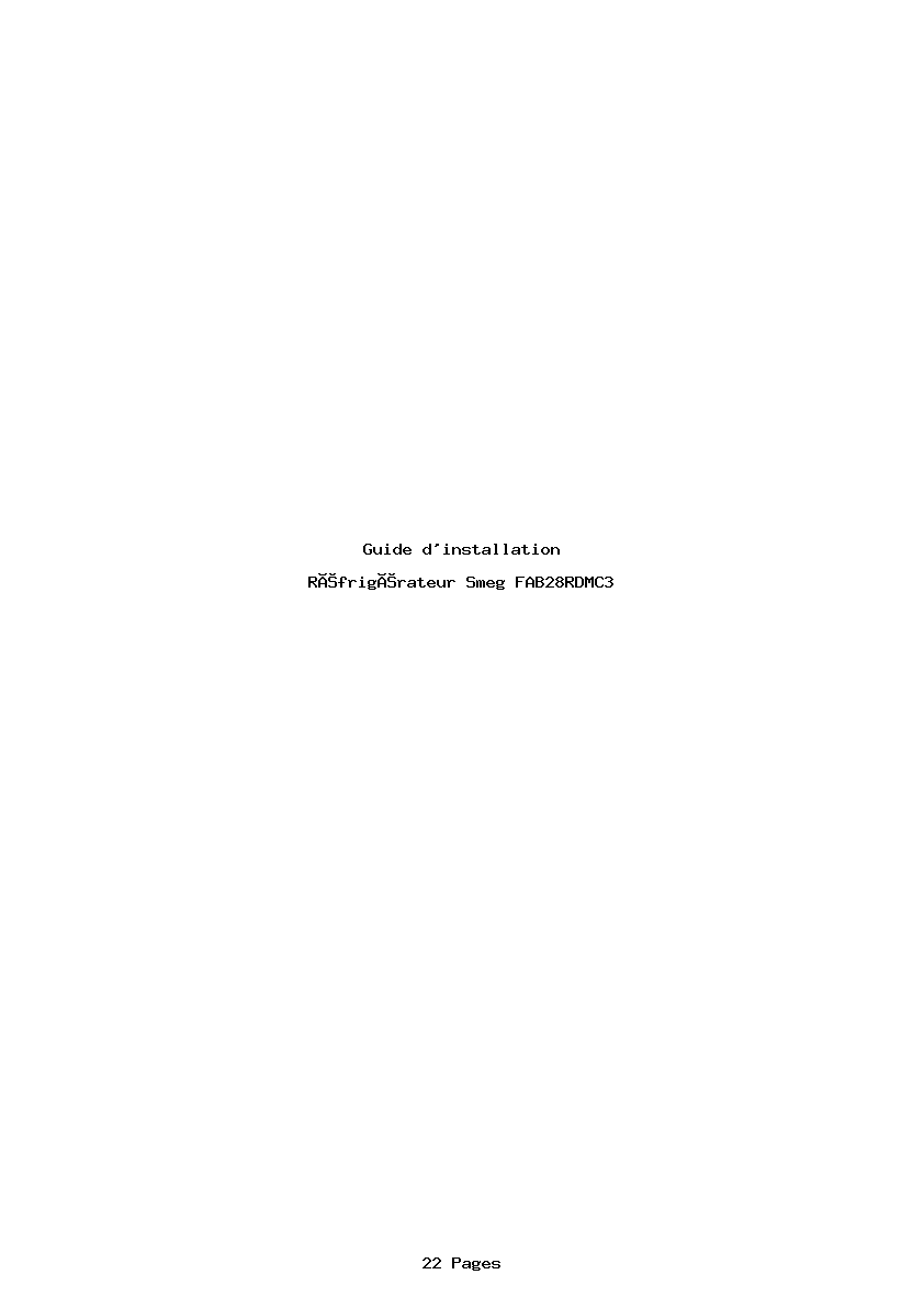 Page 1 de la notice Guide d'installation Smeg FAB28RDMC3