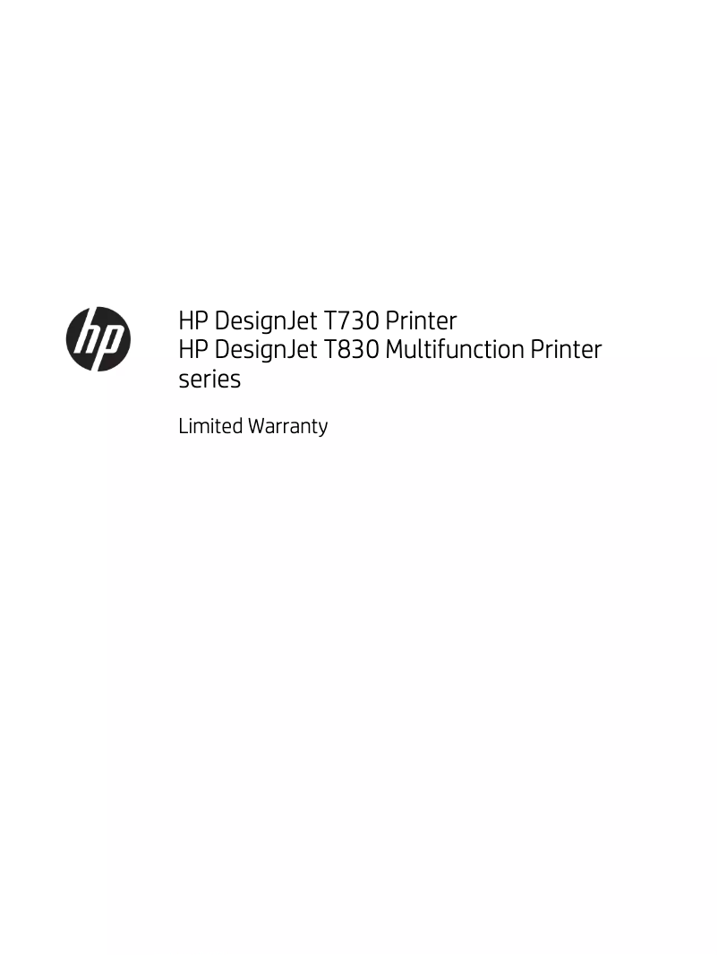 Página 1 del manual Información de garantía HP DesignJet T830