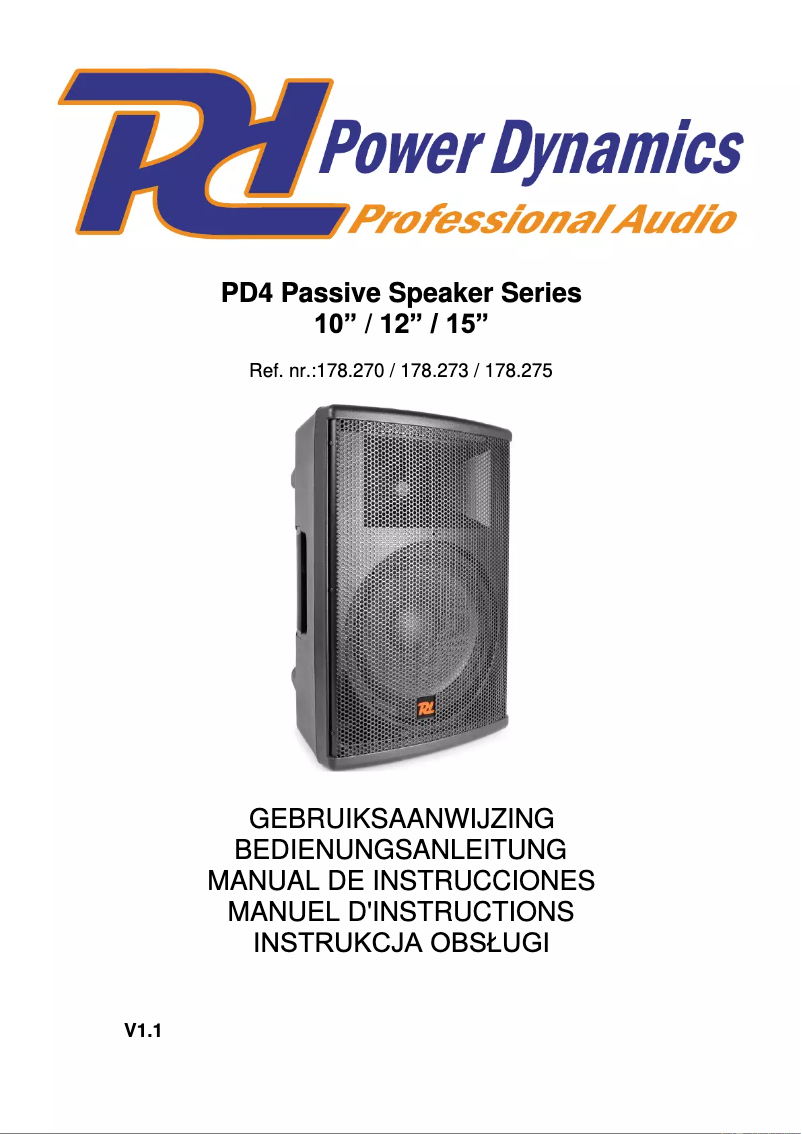 Page 1 de la notice Manuel utilisateur Power Dynamics PD412P