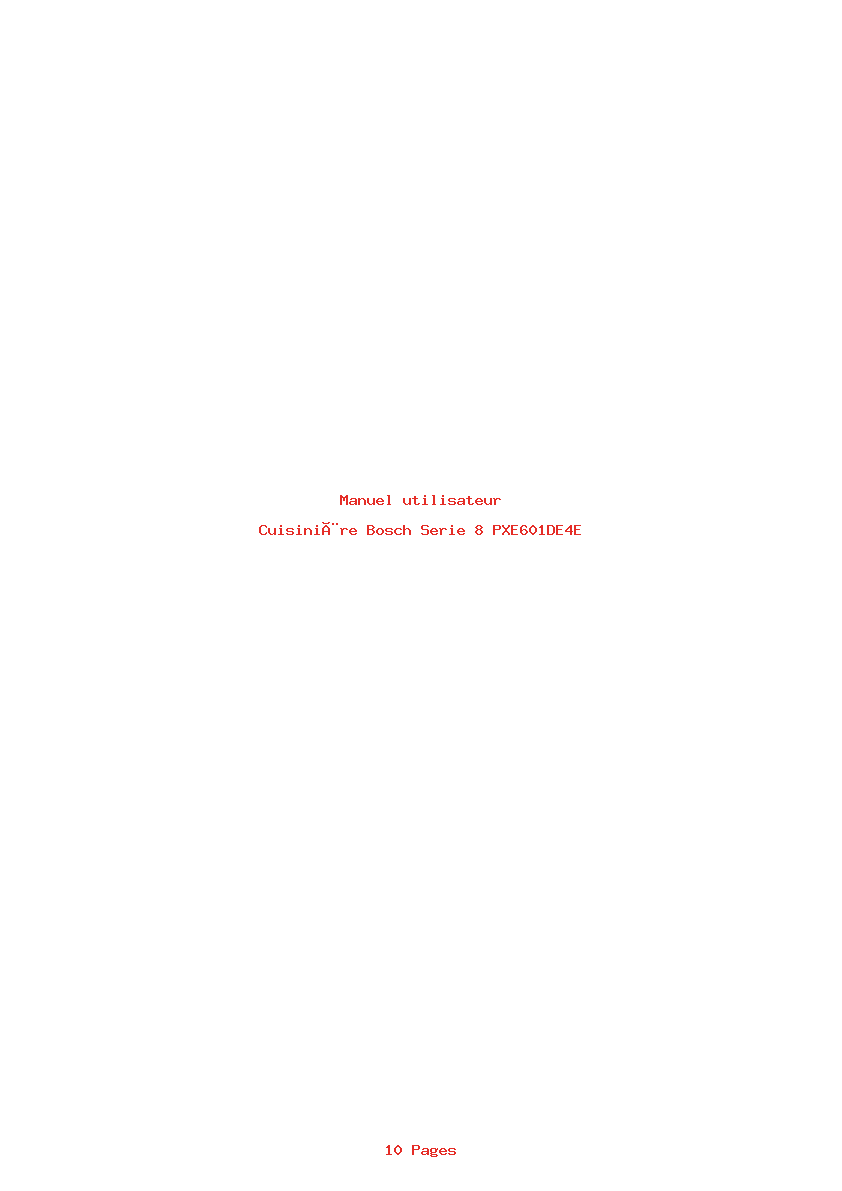 Page 1 de la notice Manuel utilisateur Bosch Serie 8 PXE601DE4E