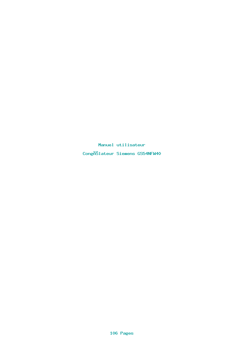 Page 1 de la notice Manuel utilisateur Siemens GS54NFW40