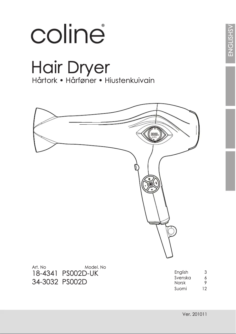 Page 1 de la notice Manuel utilisateur Coline PS002D