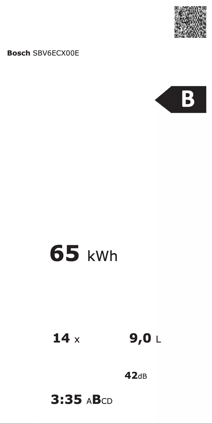 Page 1 de la notice Label énergétique Bosch SBV6ECX00E