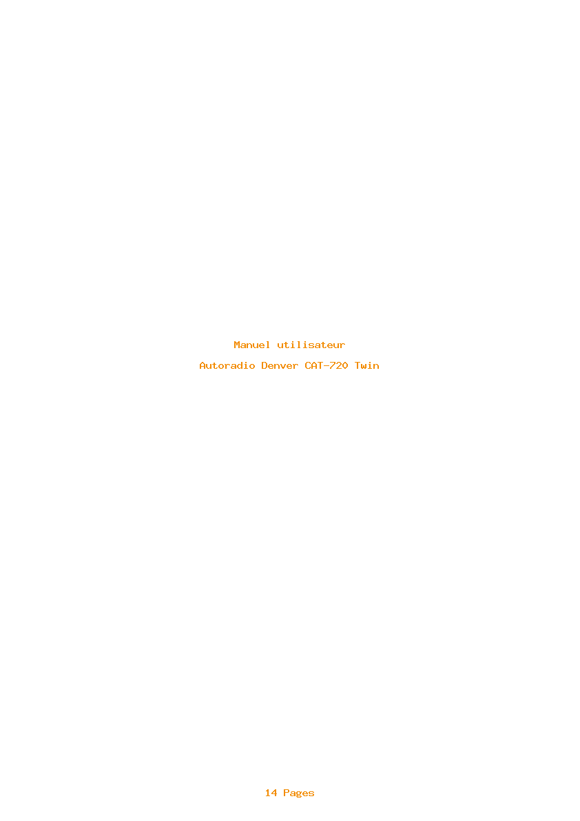 Page 1 de la notice Manuel utilisateur Denver CAT-720 Twin