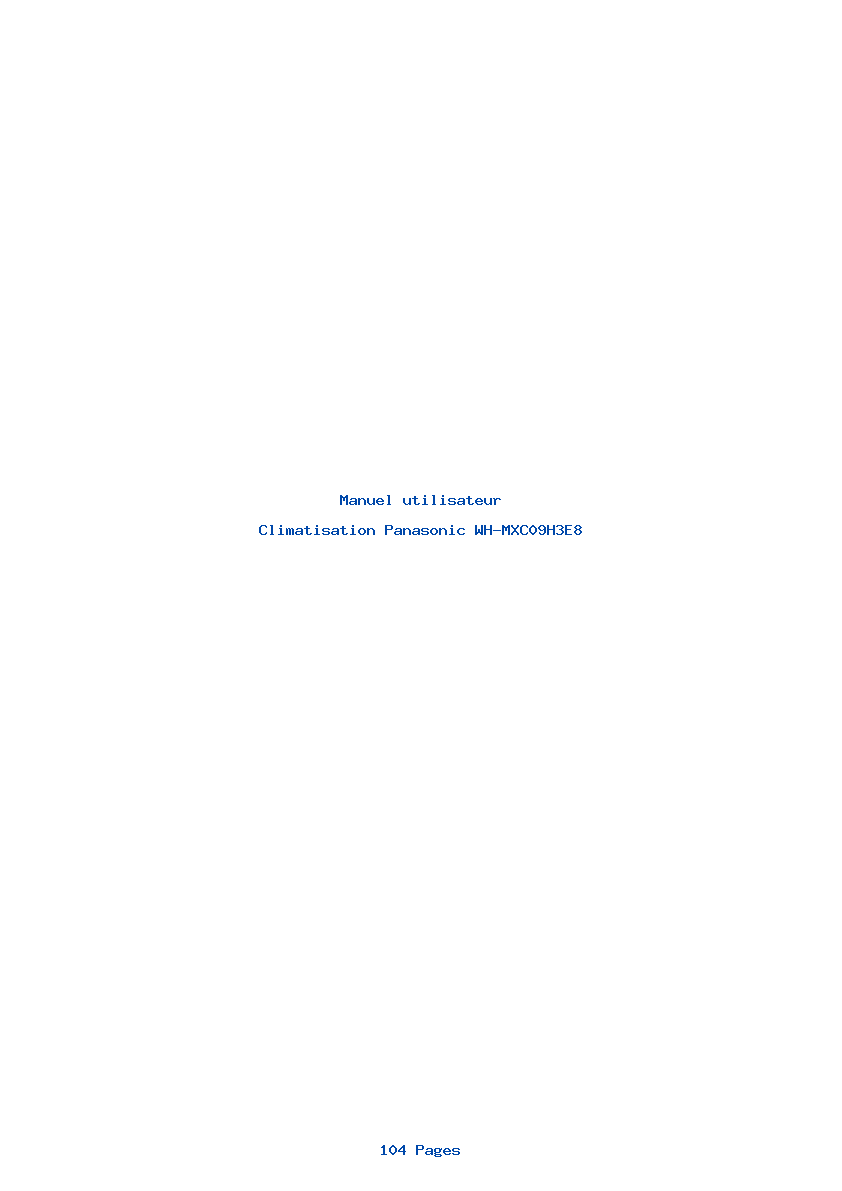 Page 1 de la notice Manuel utilisateur Panasonic WH-MXC09H3E8