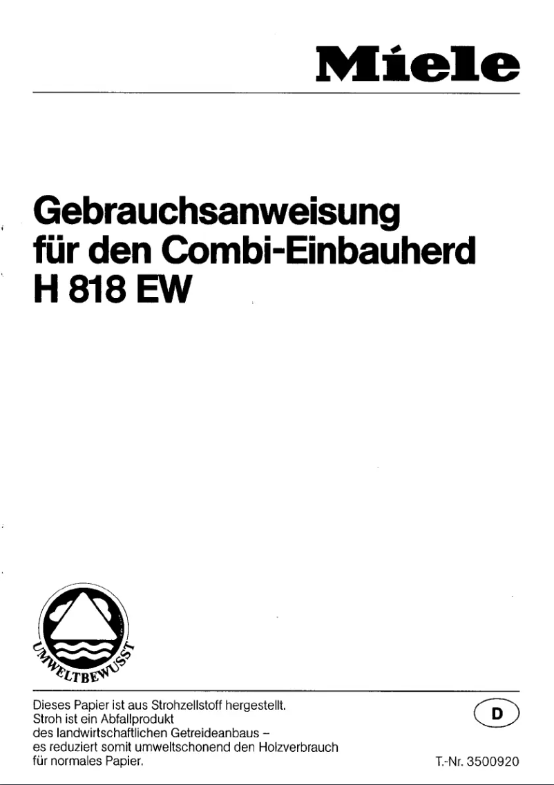 Página 1 del manual Manual de usuario Miele H818