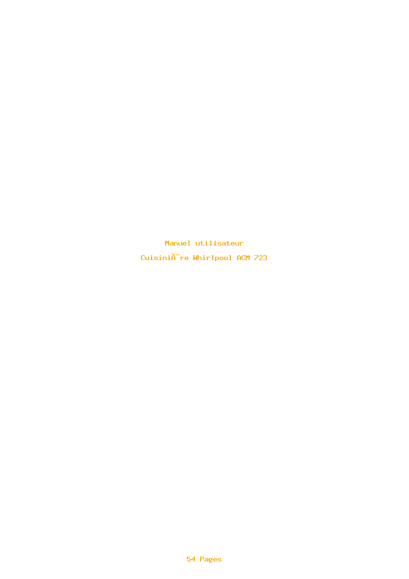 Page 1 de la notice Manuel utilisateur Whirlpool ACM 723