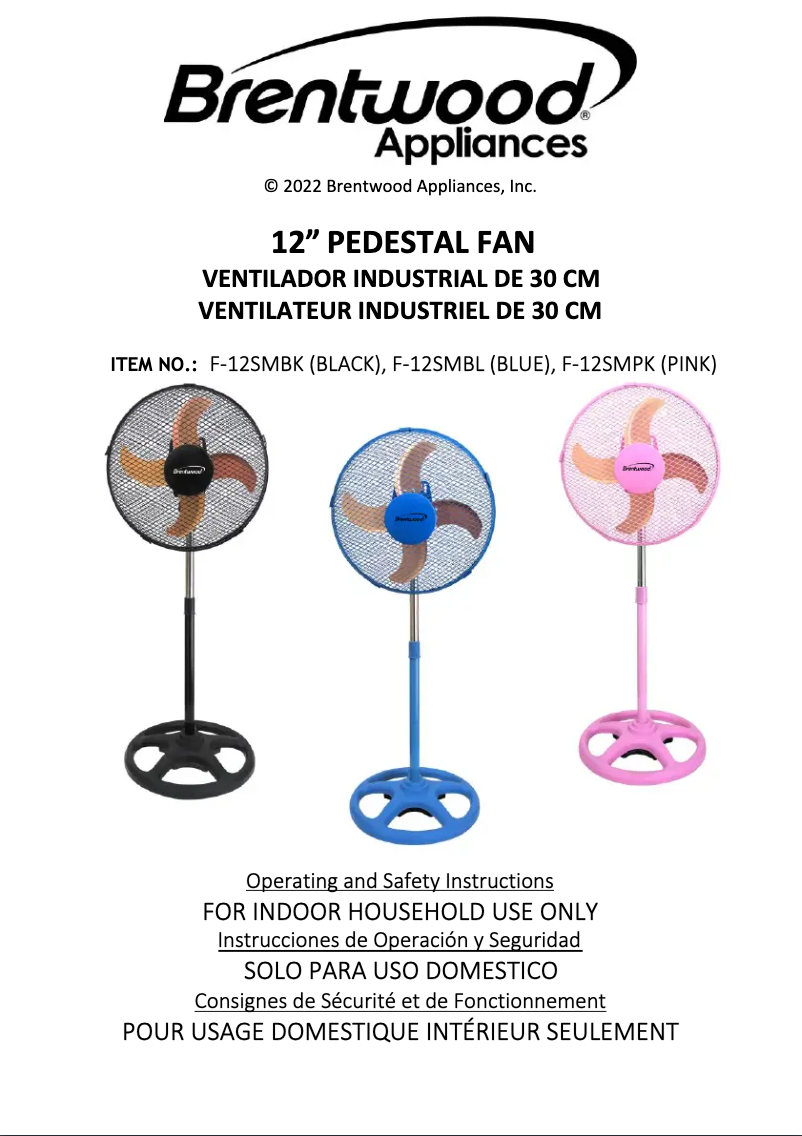 Page 1 de la notice Manuel utilisateur Brentwood F-12SMBL