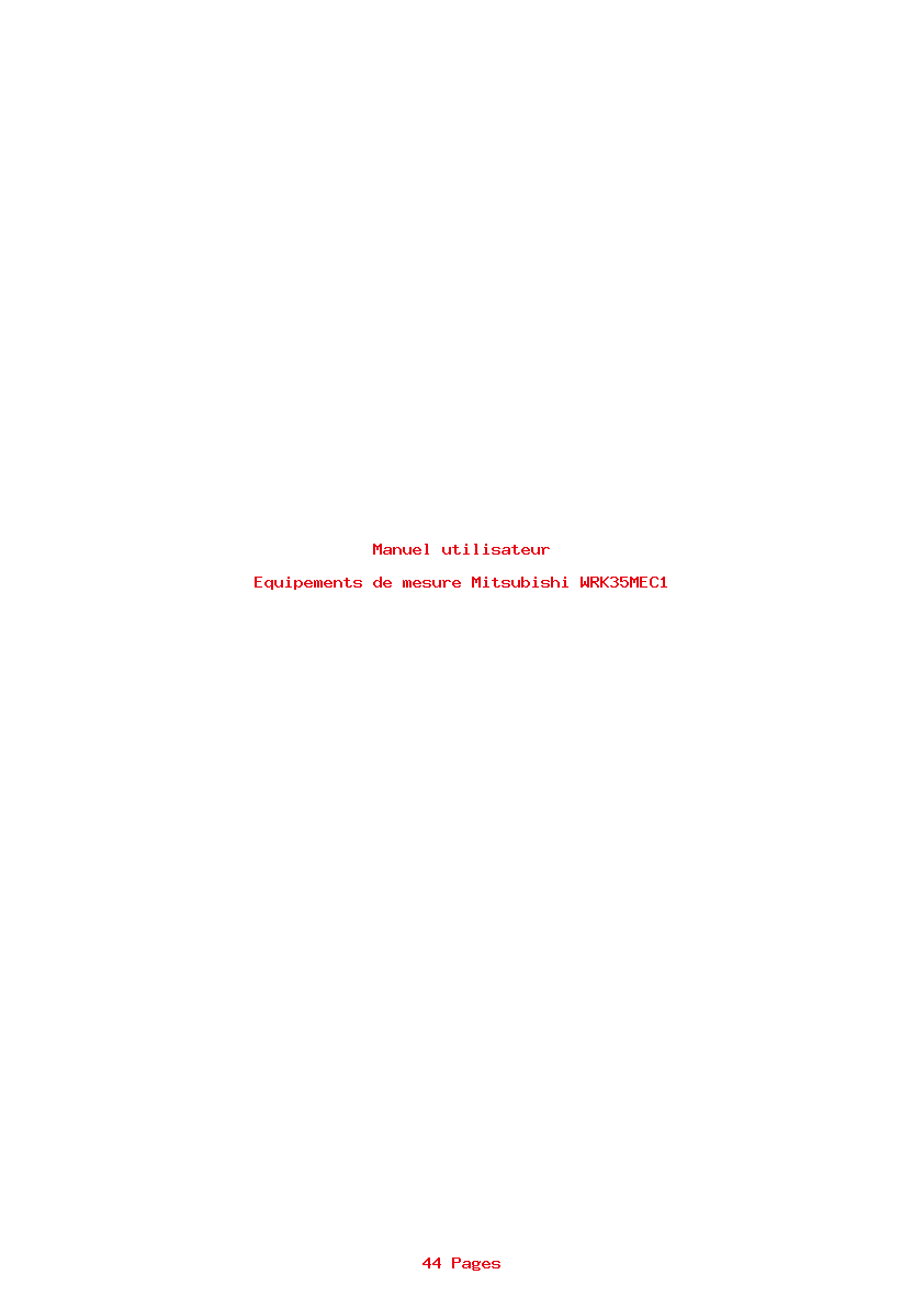 Page 1 de la notice Manuel utilisateur Mitsubishi WRK35MEC1