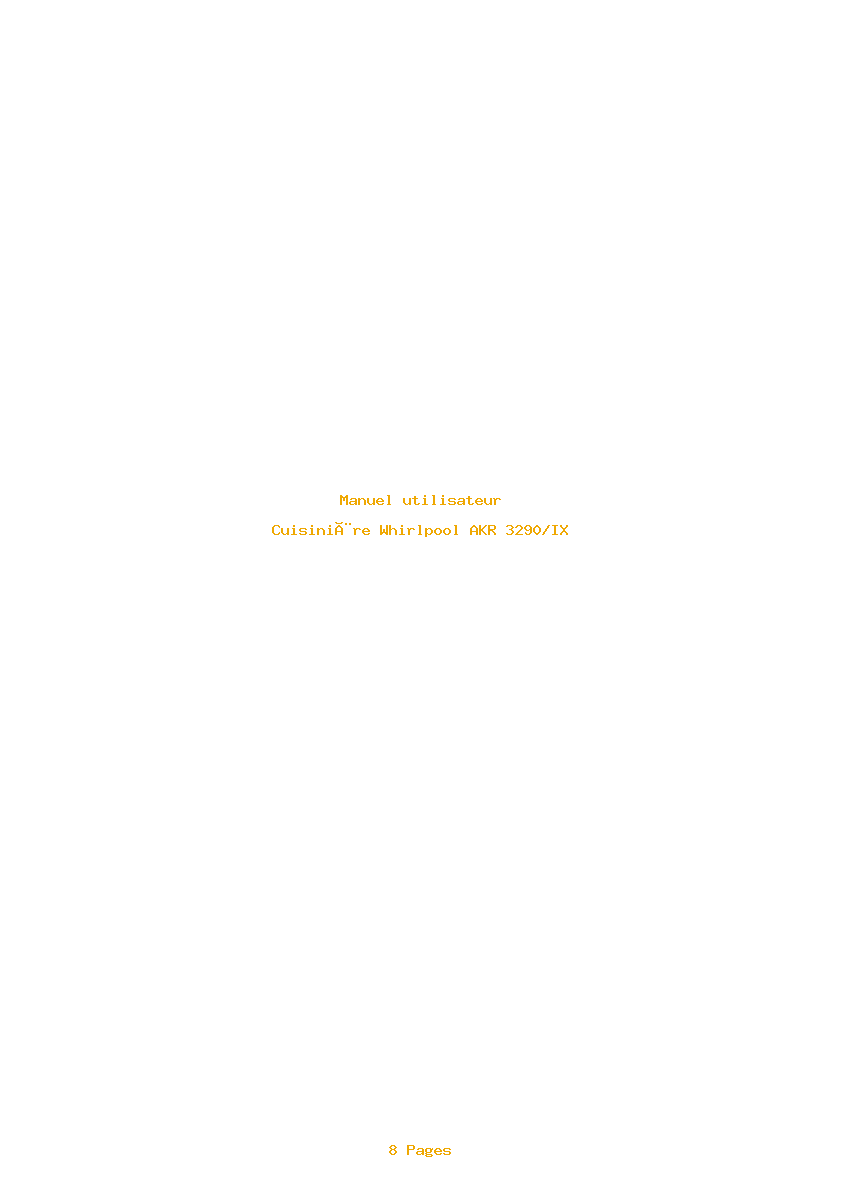 Page 1 de la notice Manuel utilisateur Whirlpool AKR 3290/IX
