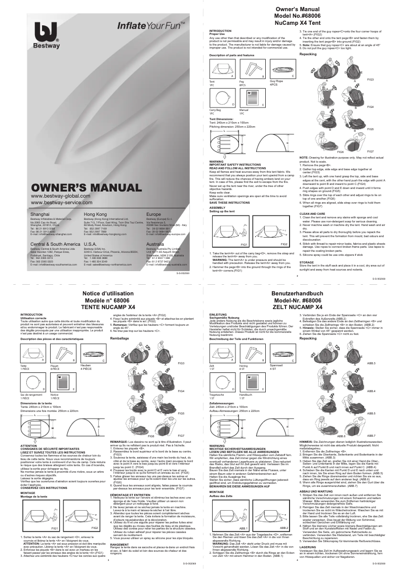 Page 1 de la notice Manuel utilisateur Bestway 68006