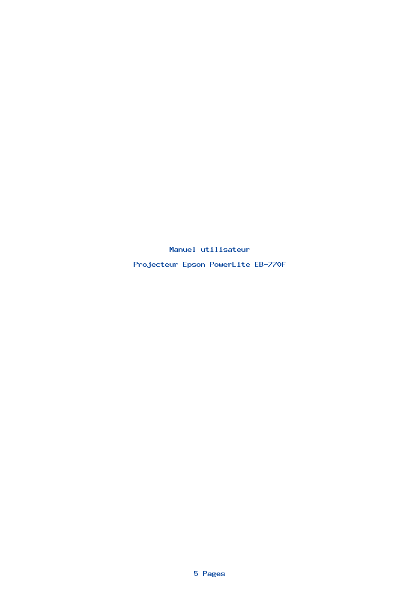 Page 1 de la notice Manuel utilisateur Epson PowerLite EB-770F