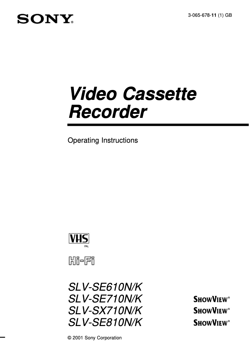 Page 1 de la notice Manuel utilisateur Sony SLV-SX710K