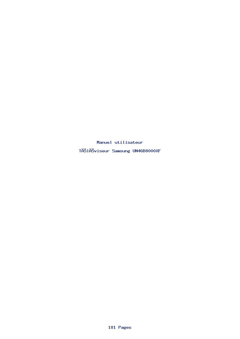 Page 1 de la notice Manuel utilisateur Samsung UN46B8000XF