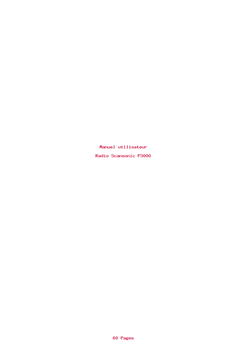 Page 1 de la notice Manuel utilisateur Scansonic P3000