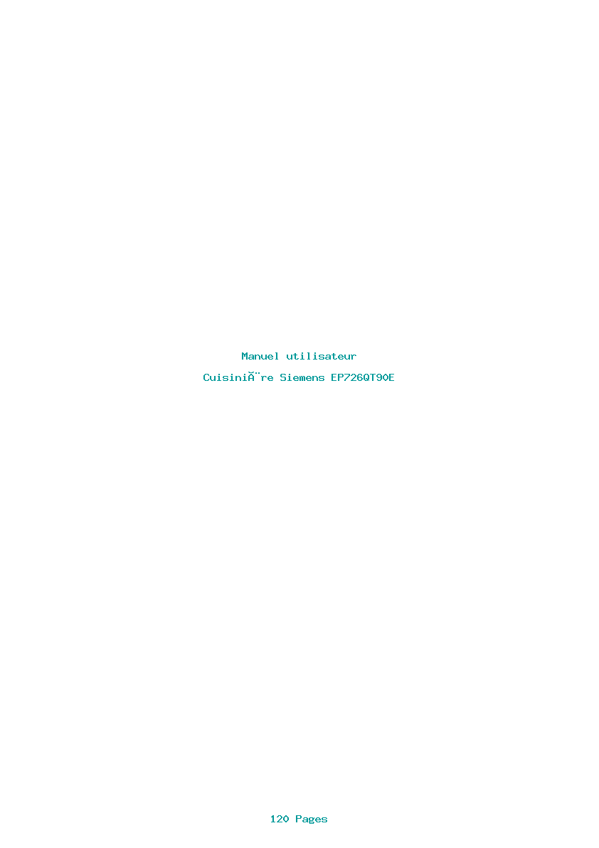 Page 1 de la notice Manuel utilisateur Siemens EP726QT90E