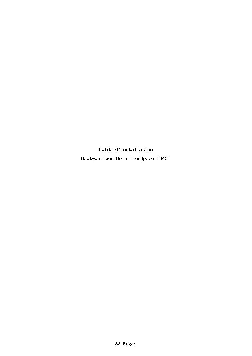 Page 1 de la notice Guide d'installation Bose FreeSpace FS4SE