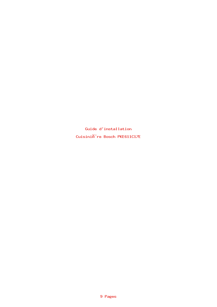 Page 1 de la notice Guide d'installation Bosch PKE611C17E