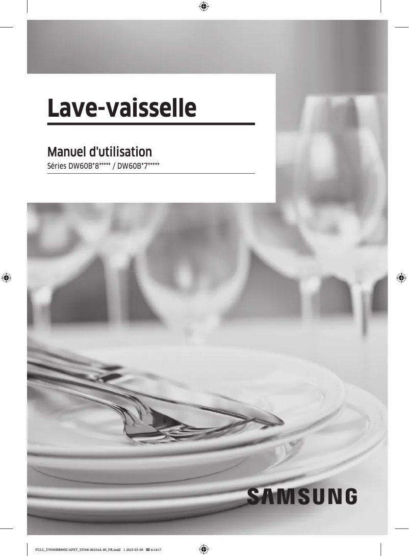 Page 1 de la notice Manuel utilisateur Samsung DW60BG830I00ET