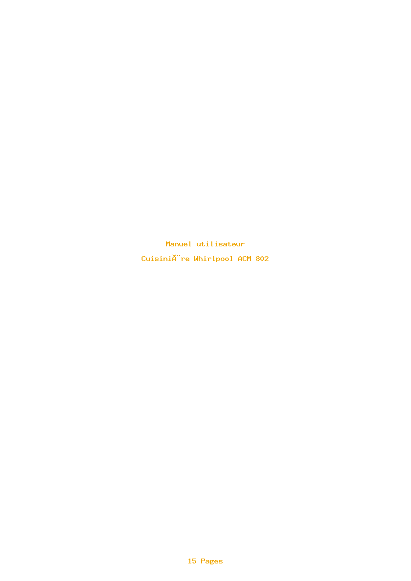 Page 1 de la notice Manuel utilisateur Whirlpool ACM 802