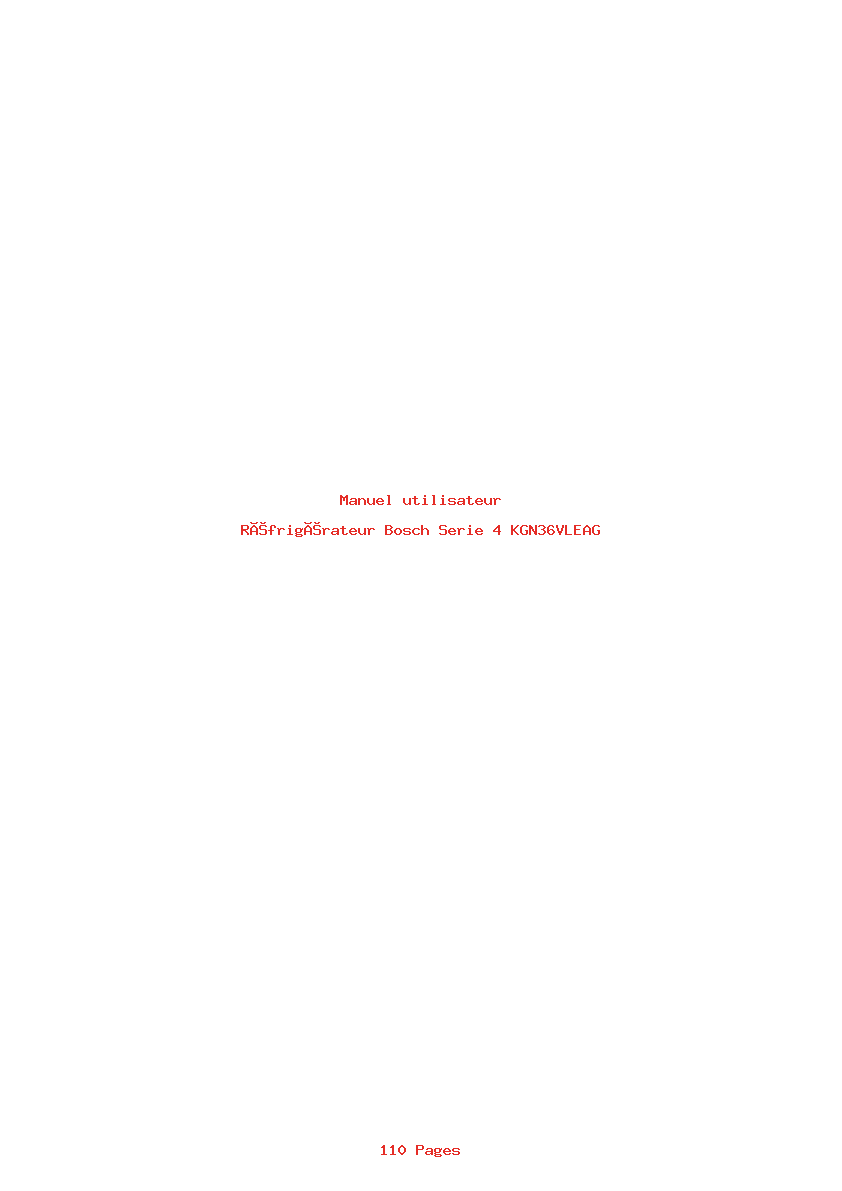 Page 1 de la notice Manuel utilisateur Bosch Serie 4 KGN36VLEAG