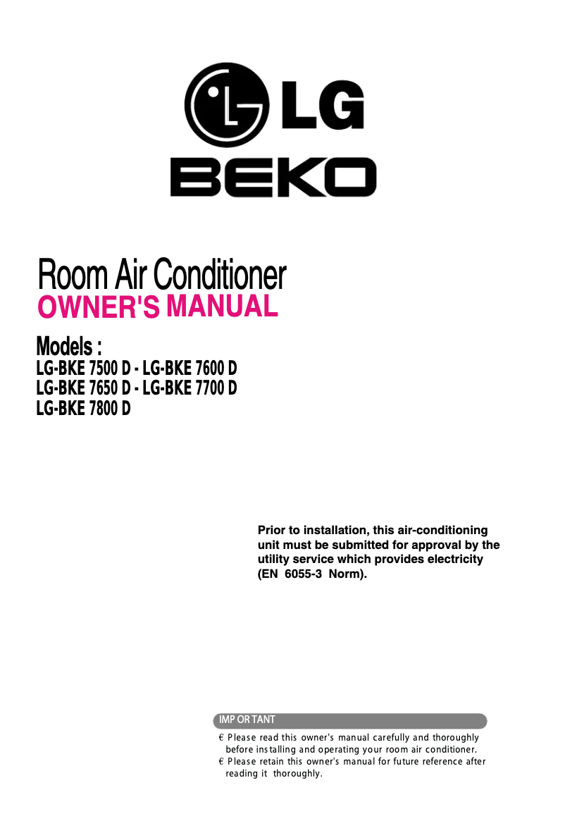 Page 1 de la notice Manuel utilisateur LG-Beko LG-BKE 7600 D